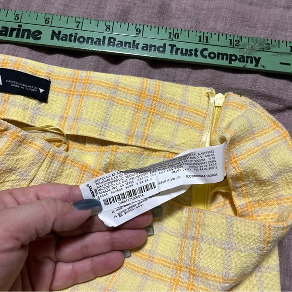 NWOT Zara Yellow Plaid Women's Skirt high slit side summer sundress bright - Picture 8 of 9